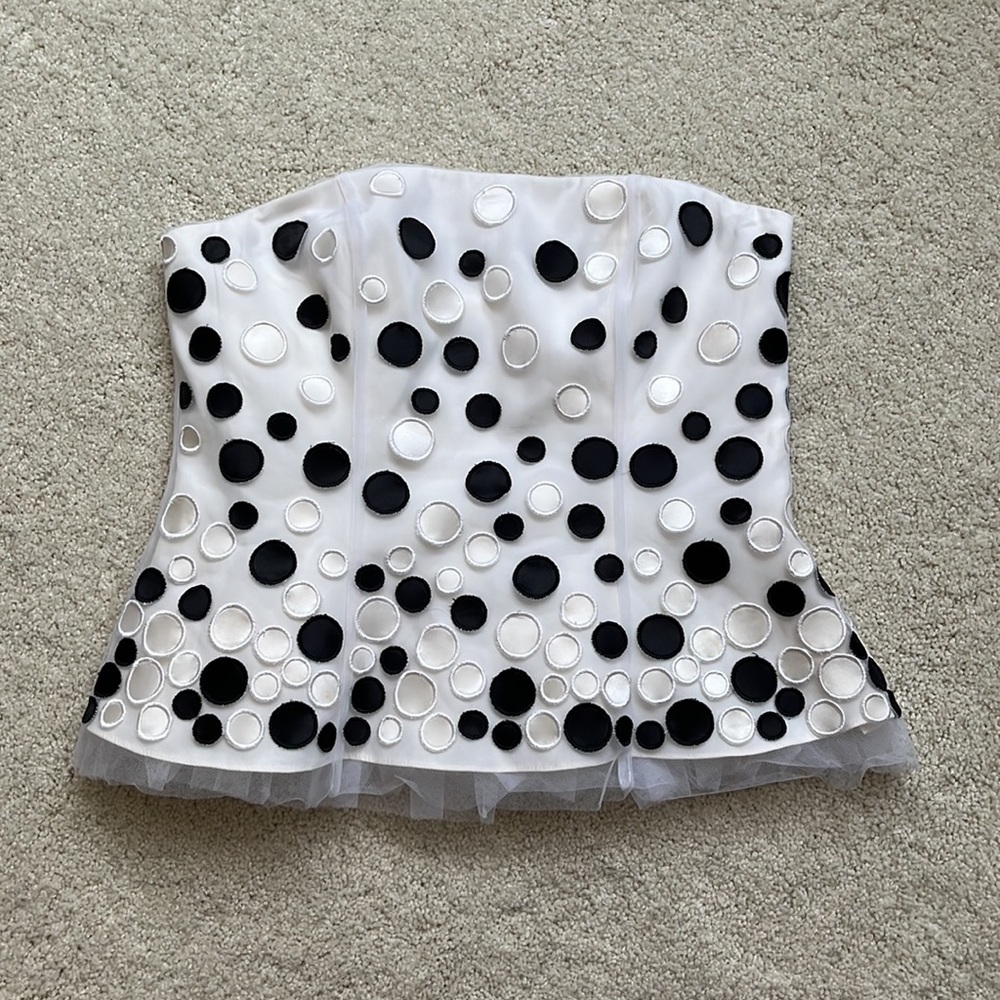 Polka Dot Strapless Toole Corset Top